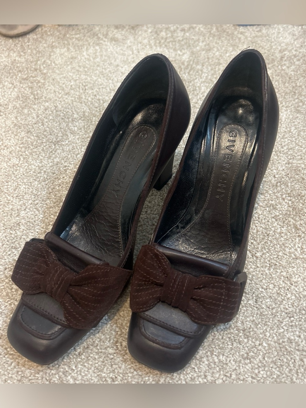 Givenchy Dark Brown Leather Bow Pumps